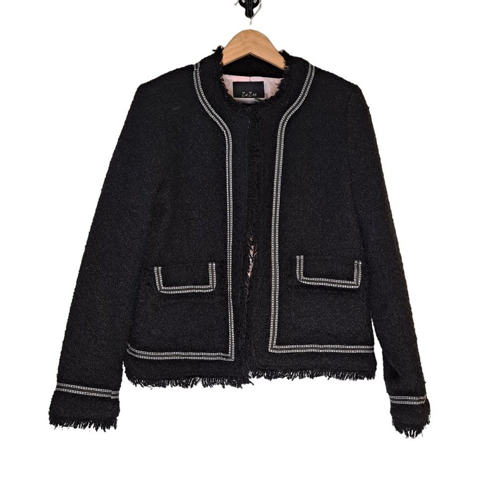 ZaZee Dress Blazer Women Size Smalle Tweed 90s Style Coat Office Wear Black